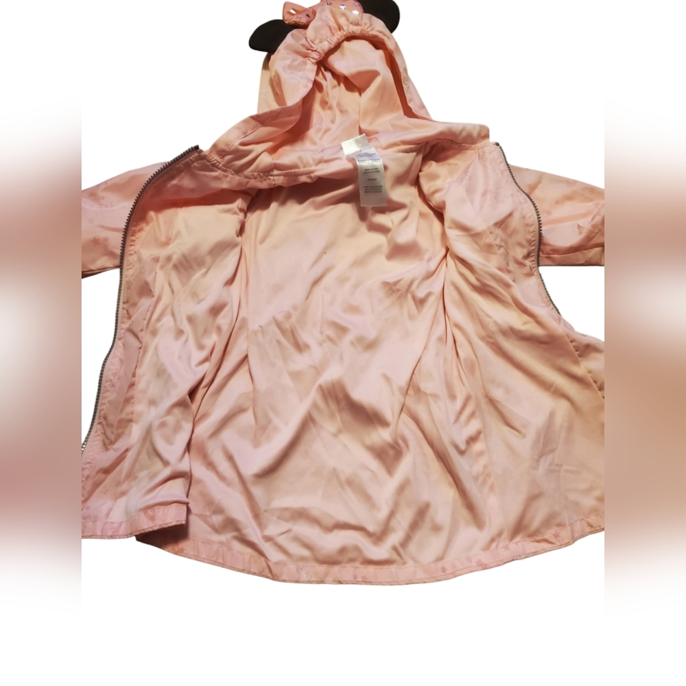 Disney Jr Pink Mini Mouse 3T Raincoat/Lined Zip up Jacket with Mouse ear hood - Picture 6 of 10